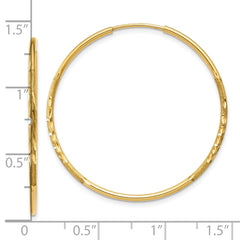 10K Yellow Gold 1.25mm Diamond-cut Endless Hoop Earrings