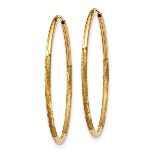 10K Yellow Gold 1.25mm Diamond-cut Endless Hoop Earrings