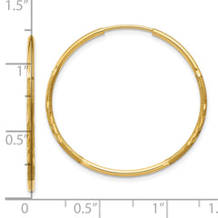 10K Yellow Gold 1.25mm Diamond-cut Endless Hoop Earrings