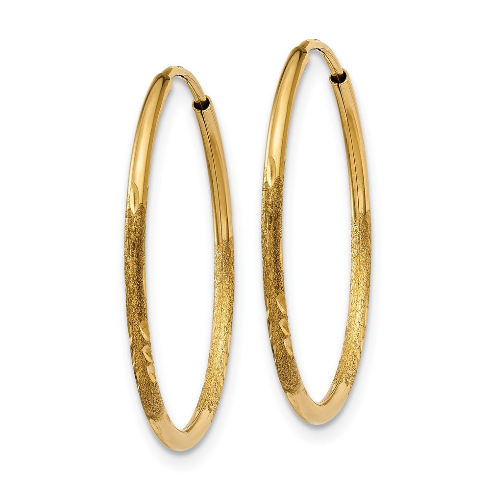 10K Yellow Gold 1.25mm Diamond-cut Endless Hoop Earrings