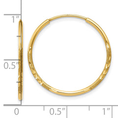 10K Yellow Gold 1.25mm Diamond-cut Endless Hoop Earrings