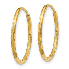 10K Yellow Gold 1.25mm Diamond-cut Endless Hoop Earrings