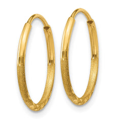 10K Yellow Gold 1.25mm Diamond-cut Endless Hoop Earrings