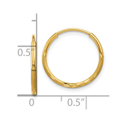 10K Yellow Gold 1.25mm Diamond-cut Endless Hoop Earrings