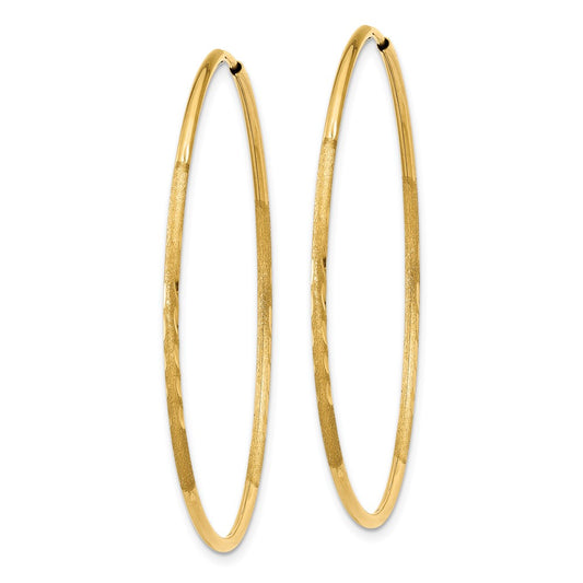 10K Yellow Gold 1.25mm Diamond-cut Endless Hoop Earrings