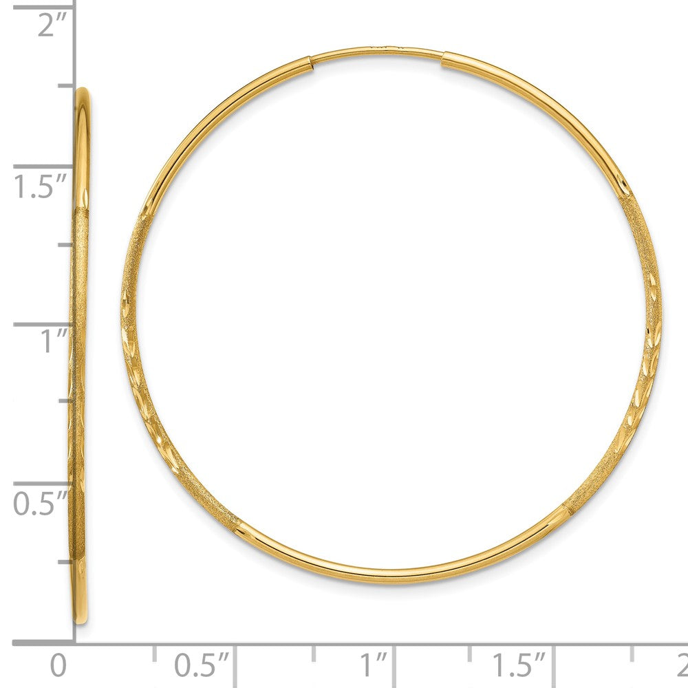 10K Yellow Gold 1.25mm Diamond-cut Endless Hoop Earrings