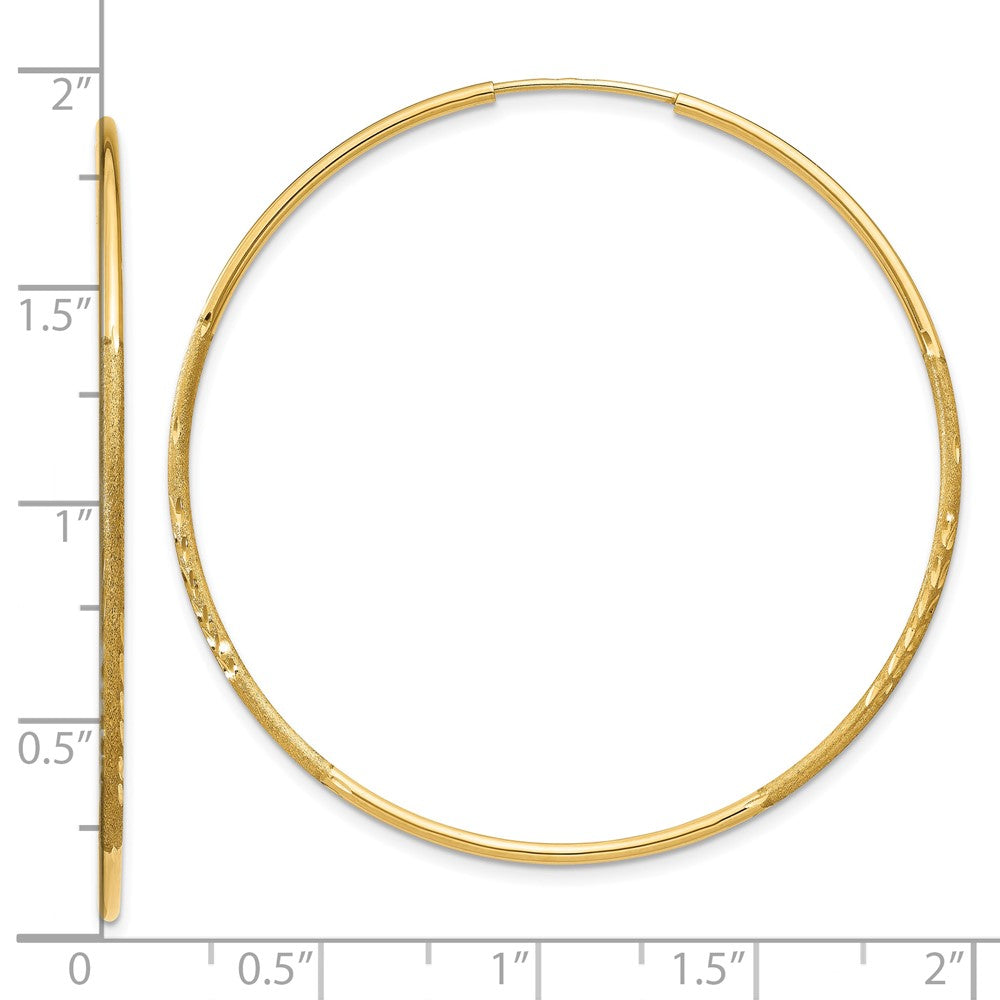 10K Yellow Gold 1.25mm Diamond-cut Endless Hoop Earrings