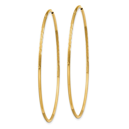 10K Yellow Gold 1.25mm Diamond-cut Endless Hoop Earrings