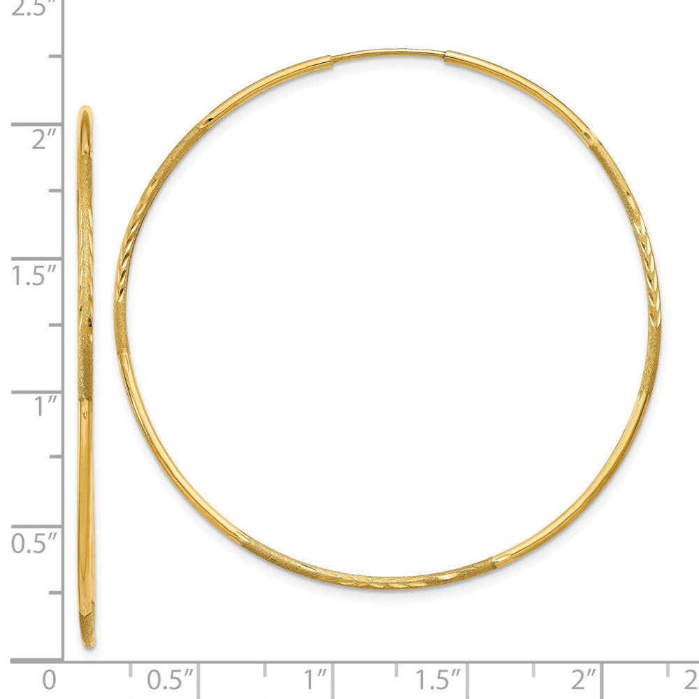 10K Yellow Gold 1.25mm Diamond-cut Endless Hoop Earrings