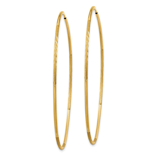 10K Yellow Gold 1.25mm Diamond-cut Endless Hoop Earrings