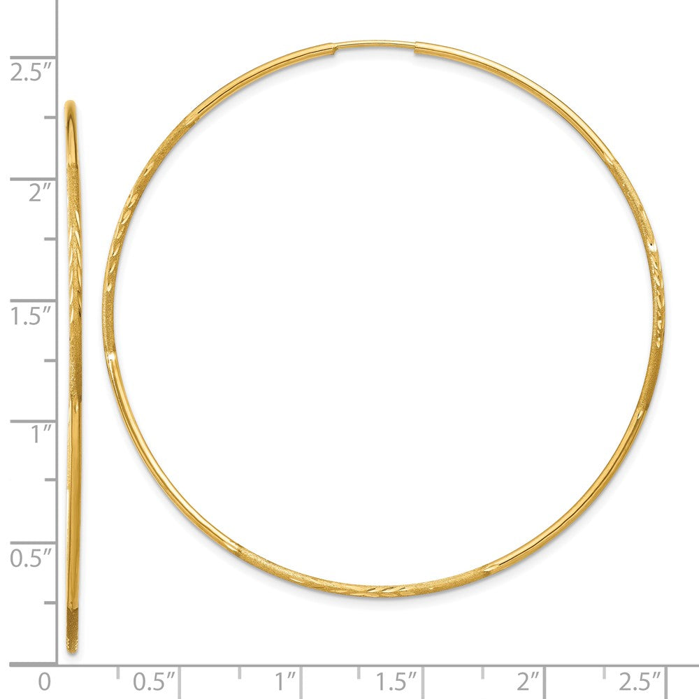 10K Yellow Gold 1.25mm Diamond-cut Endless Hoop Earrings