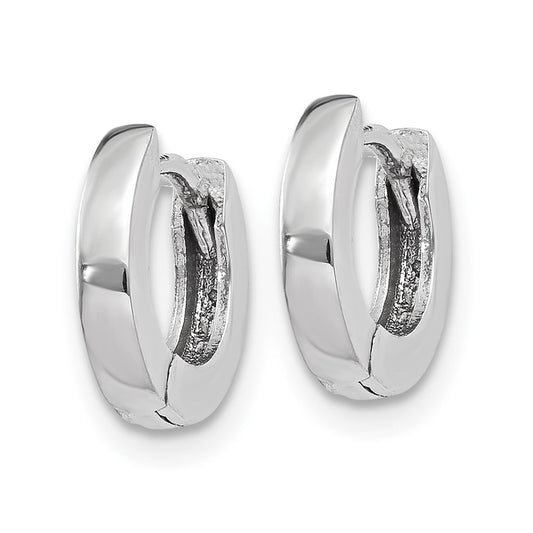 10K White Gold Polished Round Hinged Hoop Earrings