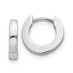 10K White Gold Polished Round Hinged Hoop Earrings