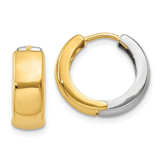 10K Two-Tone Gold Hinged Hoop Earrings