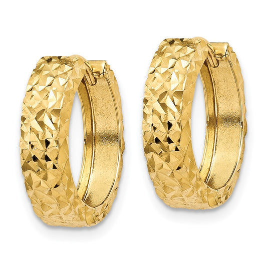 10K Yellow Gold Diamond-cut Hinged Hoop Earrings