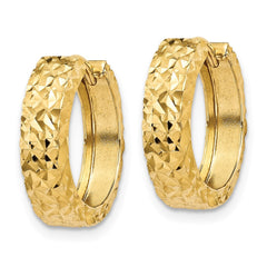 10K Yellow Gold Diamond-cut Hinged Hoop Earrings