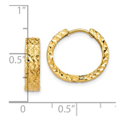 10K Yellow Gold Diamond-cut Hinged Hoop Earrings