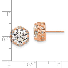 10K Rose Gold Tiara Collection Rose Gold Polished CZ Post Earrings