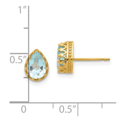 10K Yellow Gold Tiara Collection 8mm Polished Pear Sky Blue Topaz Earrings