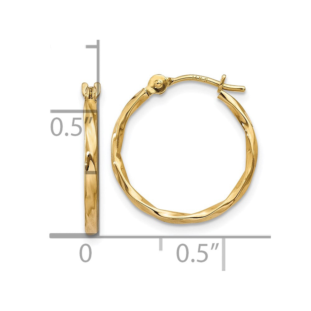 10K Yellow Gold Twist Hoop Earrings