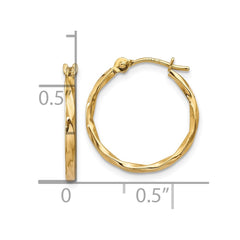 10K Yellow Gold Twist Hoop Earrings