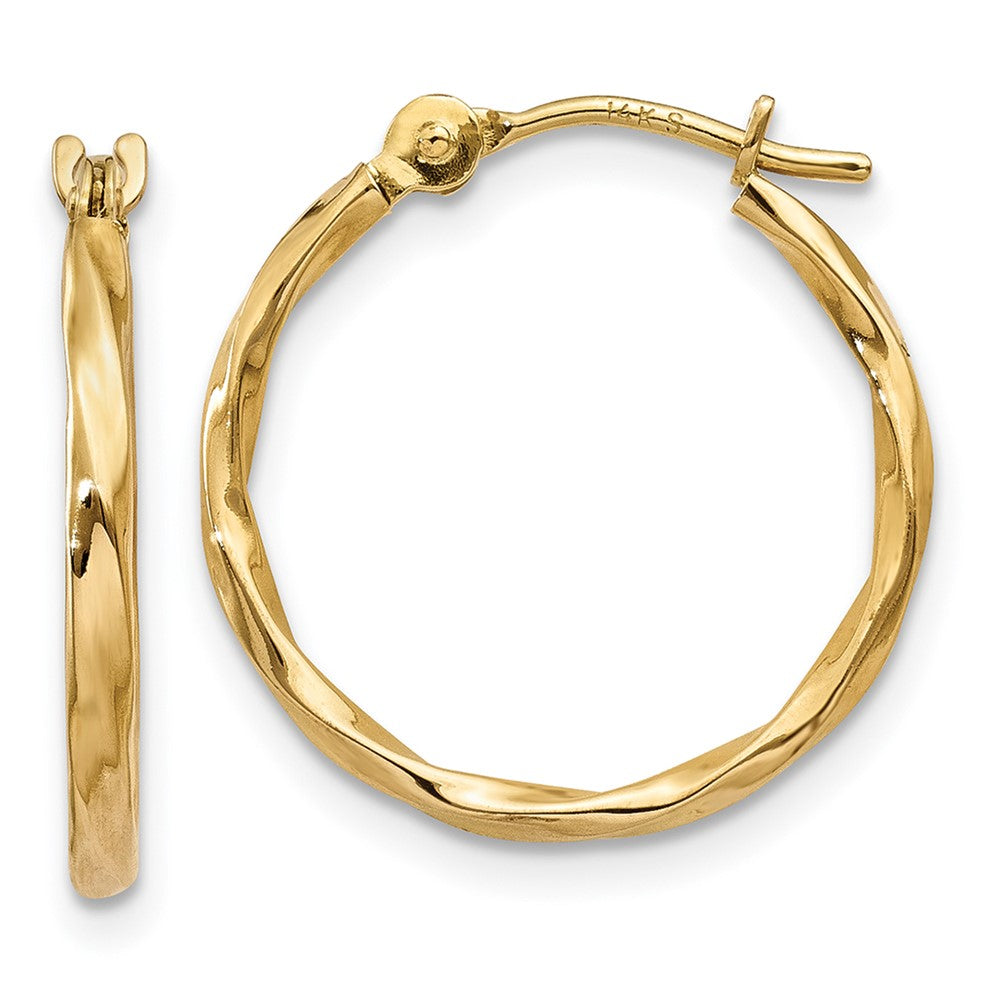 10K Yellow Gold Twist Hoop Earrings