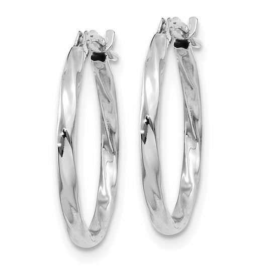 10K White Gold Twisted Hoop Earrings