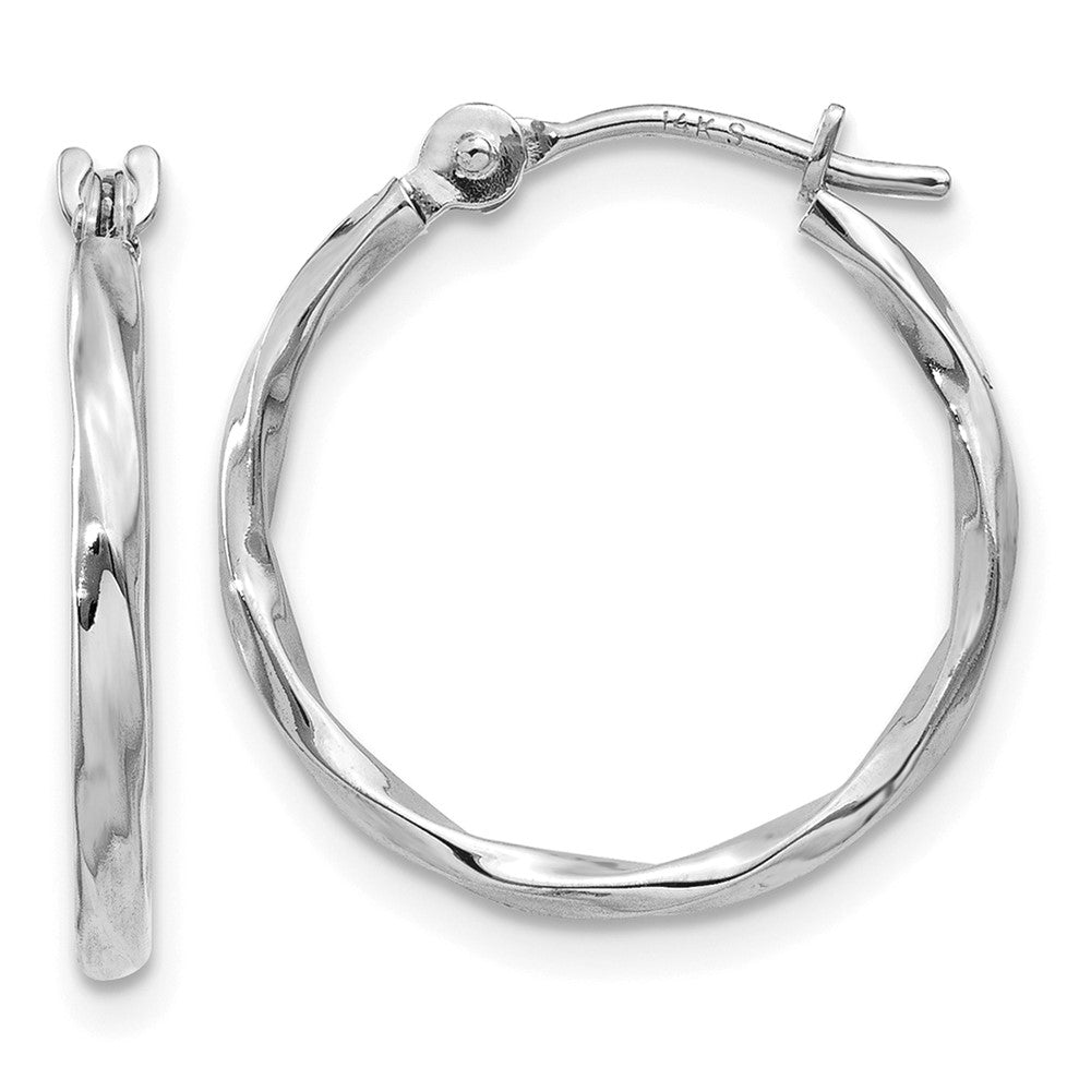 10K White Gold Twisted Hoop Earrings