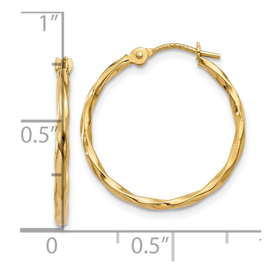 10K Yellow Gold Twist Hoop Earrings