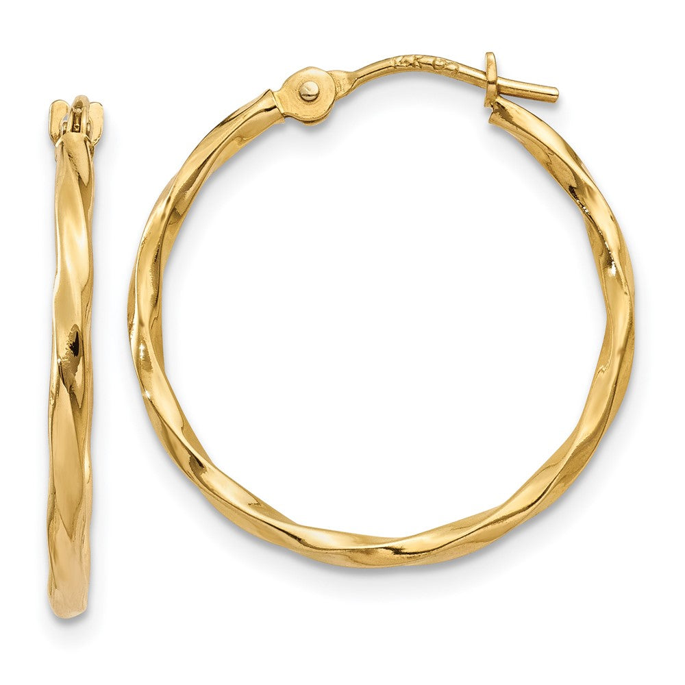 10K Yellow Gold Twist Hoop Earrings