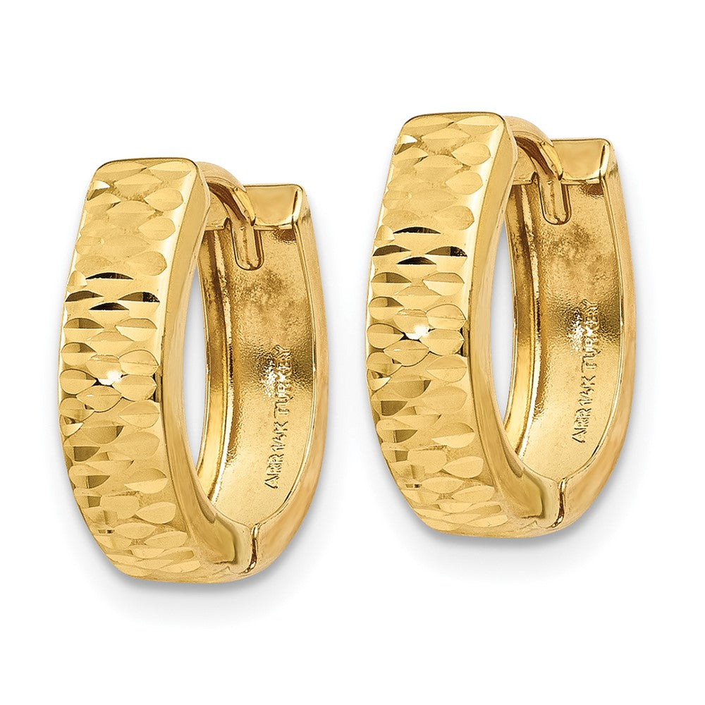 10K Yellow Gold Gold Textured and Polished Hinged Hoop Earrings