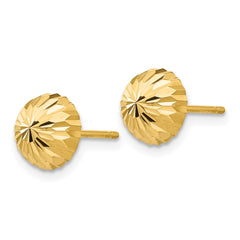 10K Yellow Gold Gold Diamond-cut 8mm Domed Post Earrings