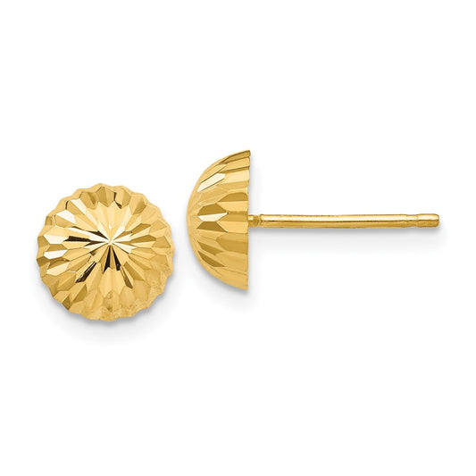 10K Yellow Gold Gold Diamond-cut 8mm Domed Post Earrings