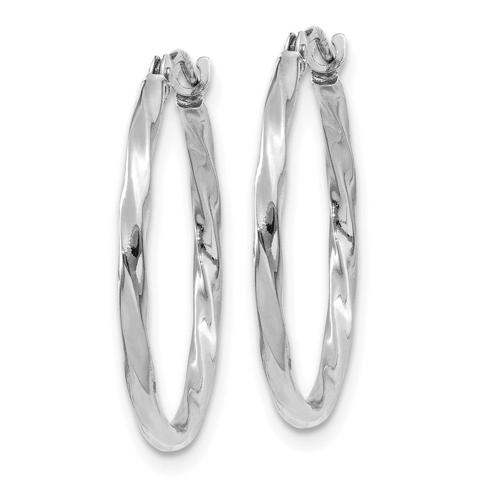 10K White Gold Polished Twisted Hoops