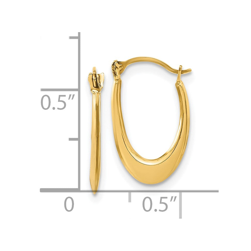 10K Yellow Gold Polished Hollow U-Shaped Hoops