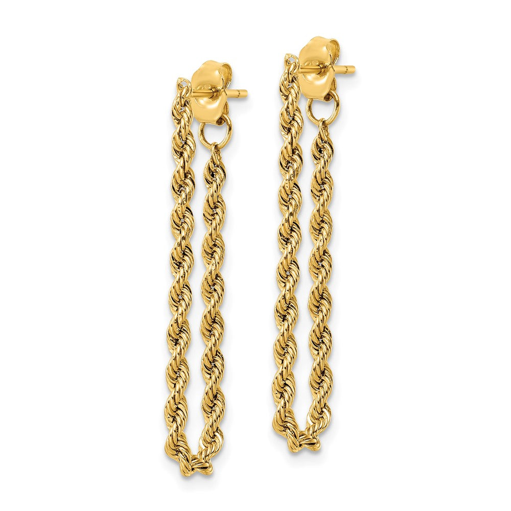 10K Yellow Gold Polished Rope Dangle Earrings