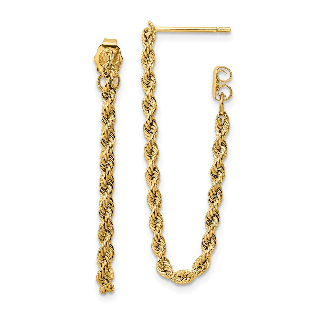 10K Yellow Gold Polished Rope Dangle Earrings