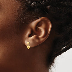 10K Yellow Gold Polished Heart Post Dangle Earrings