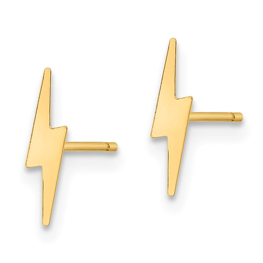 10K Yellow Gold Polished Lightening Bolt Post Earrings