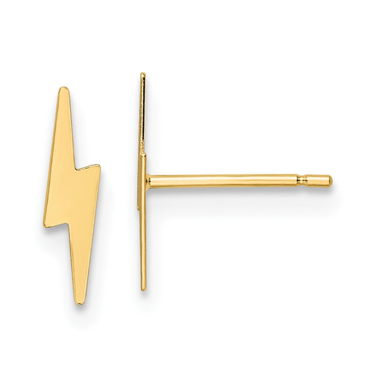 10K Yellow Gold Polished Lightening Bolt Post Earrings