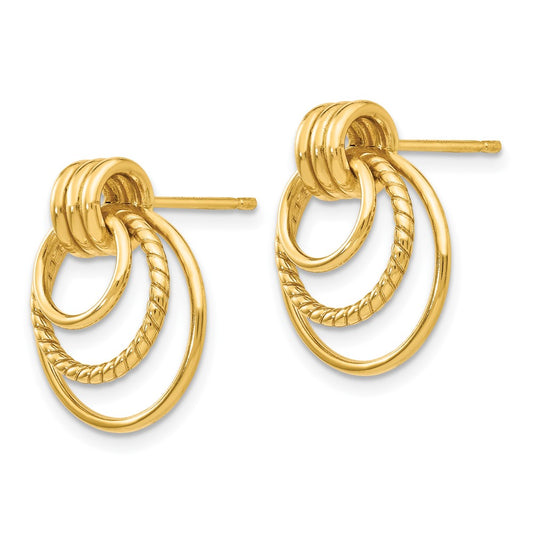 10K Yellow Gold Polished & Twisted Fancy Post Earrings