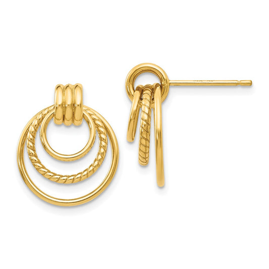 10K Yellow Gold Polished & Twisted Fancy Post Earrings
