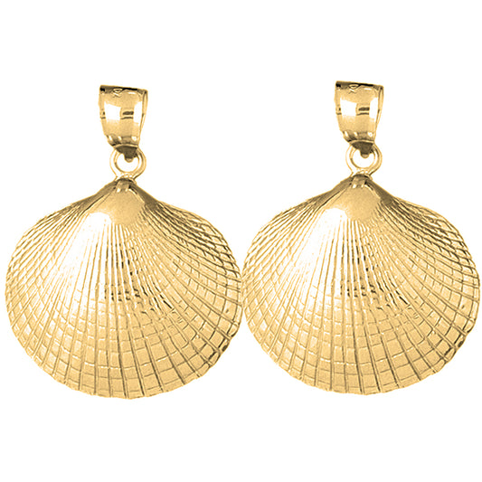 Yellow Gold-plated Silver 41mm Shell Earrings