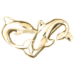 14K or 18K Gold Dolphin Pendant