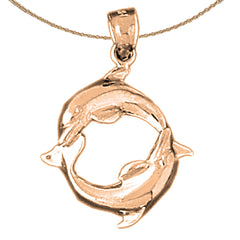 14K or 18K Gold Dolphin Pendant