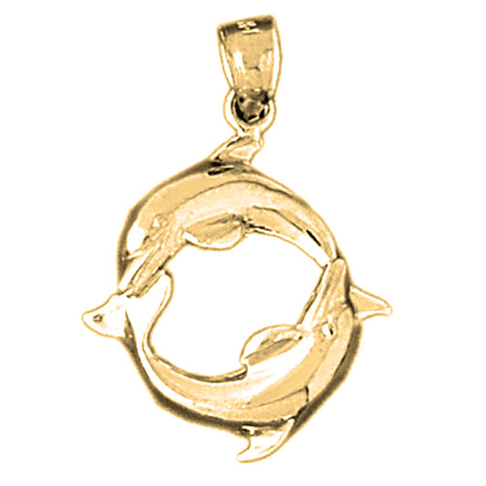 14K or 18K Gold Dolphin Pendant