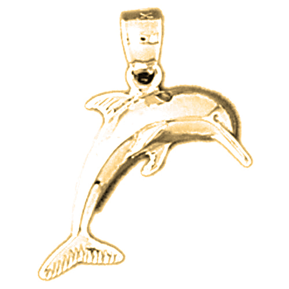 14K or 18K Gold Dolphin Pendant