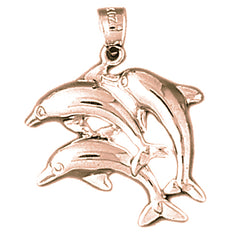 14K or 18K Gold Dolphin Pendant