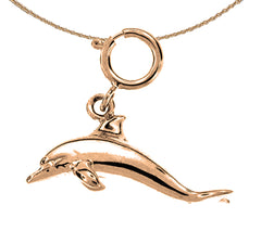 Colgante de delfín 3D de oro de 14 quilates o 18 quilates