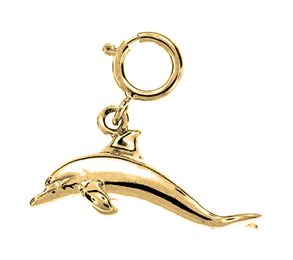 14K or 18K Gold 3D Dolphin Pendant